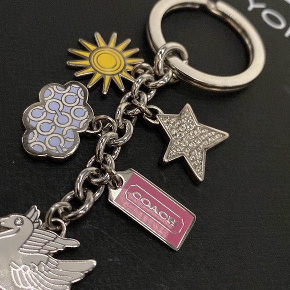 Coach Metal Mixed Keychain Bag charm FOB Pegasus Horse Sun Cloud Signature Logo - Picture 6 of 8